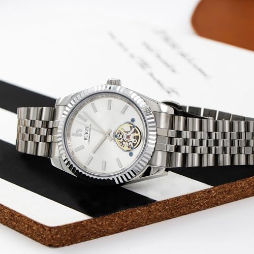 Image of BUREI Men's Classic Luxury Watch Stainless Steel Waterproof Machine Watch Fashion Double Watches Date Sapphire Crystal