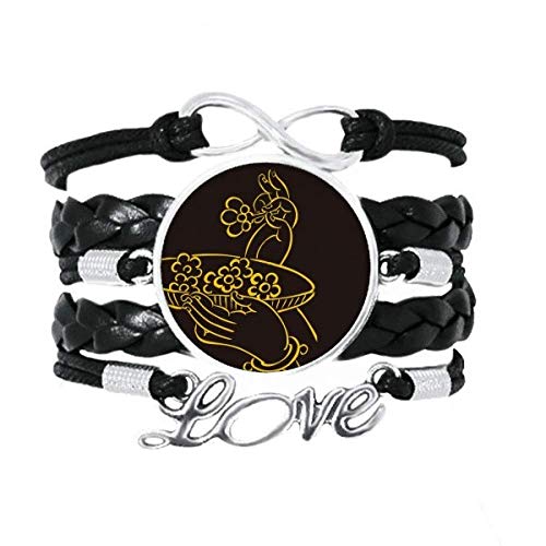 Bracelet en cuir torsadé pour prière et méditation fleur DIY