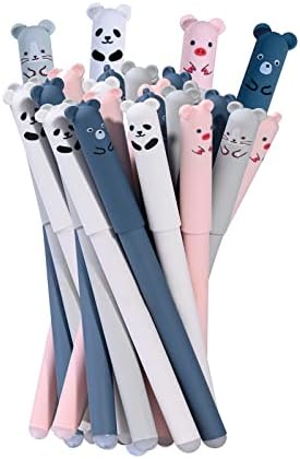 RIANCY 0.4mm Erasable Gel Pens,12 Pack Cute Cartoon Animal Rollerball Gel Ink Pens, Black Ink Refillable Pens for Adult Writing Kids Calligraphy Note Taking.