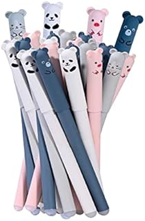 RIANCY 0.4mm Erasable Gel Pens,12 Pack Cute Cartoon Animal Rollerball Gel Ink Pens, Black Ink Refillable Pens for Adult Writing Kids Calligraphy Note Taking.