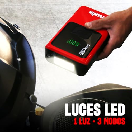 Telwin Drive 1800 Kompressor 12V Arrancador de Emergencia Portátil Ultracompacto Multifunción al Litio para Coches, Motos, Barcos con Compresor Integrado, Powerbank y Luz LED, 1800A - imagen 6