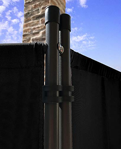 QUICK STAR Paravent 3 Teilig 170 x 165 cm Stoff Raumteiler Trennwand Balkon Sichtschutz Stellwand Faltbar Schwarz