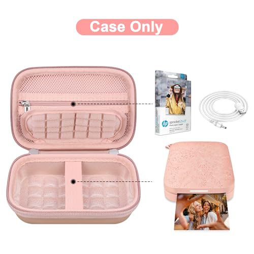 Canboc Hard Case for HP Sprocket 2x3 Portable Instant Photo Printer, Zipper Mesh Pocket fits Photo Paper and Cable, Rose Gold by Canboc - Image 2