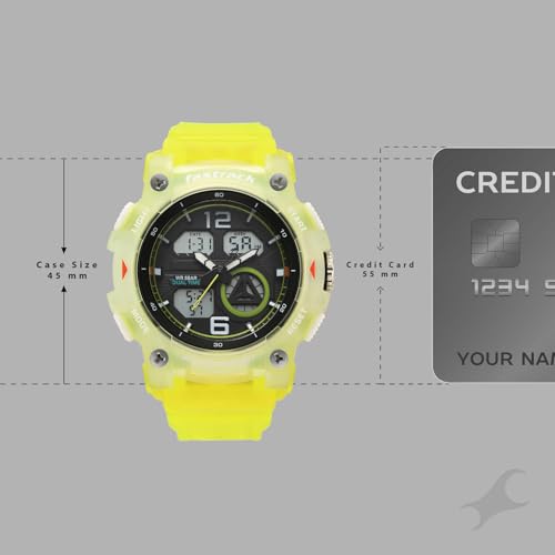 Image of Fastrack StreetStyle 6.0 with Analog Digital Black Dial Translucent Green Polyether Strap Watch for Men - 38133PP02W