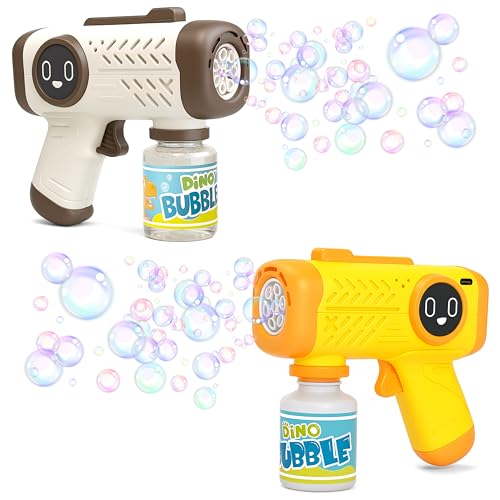 Image of VGRASSP Rechargeable Bubble Maker Toy Gun for Kids with Soap Solution Bottle, Type-C Charging Cable and Lights - Indoor and Outdoor Bubble Machine Toy Gift - Color As Per Stock