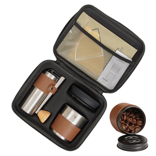 Manuell kaffebönkvarn, lägerkaffebryggare - Kaffe campingpaket,Bärbar transporttillbehör kit bönor slipmaskin multifunktionell för resor utomhus vandring äventyr