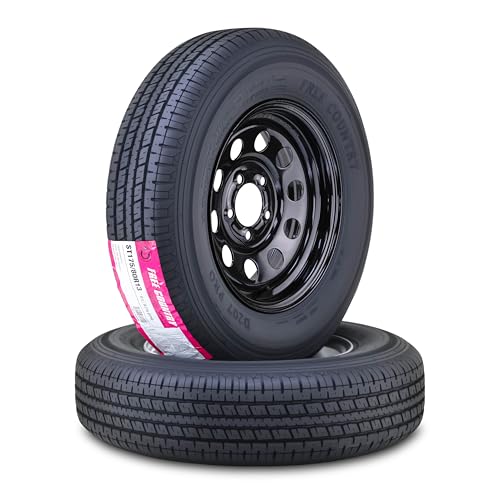 Free Country Trailer Tire Wheel Assembly ST175/80R13 6-Ply C 91N 5 Lug on 4.5" PCD Black Mod Rim,SET 2