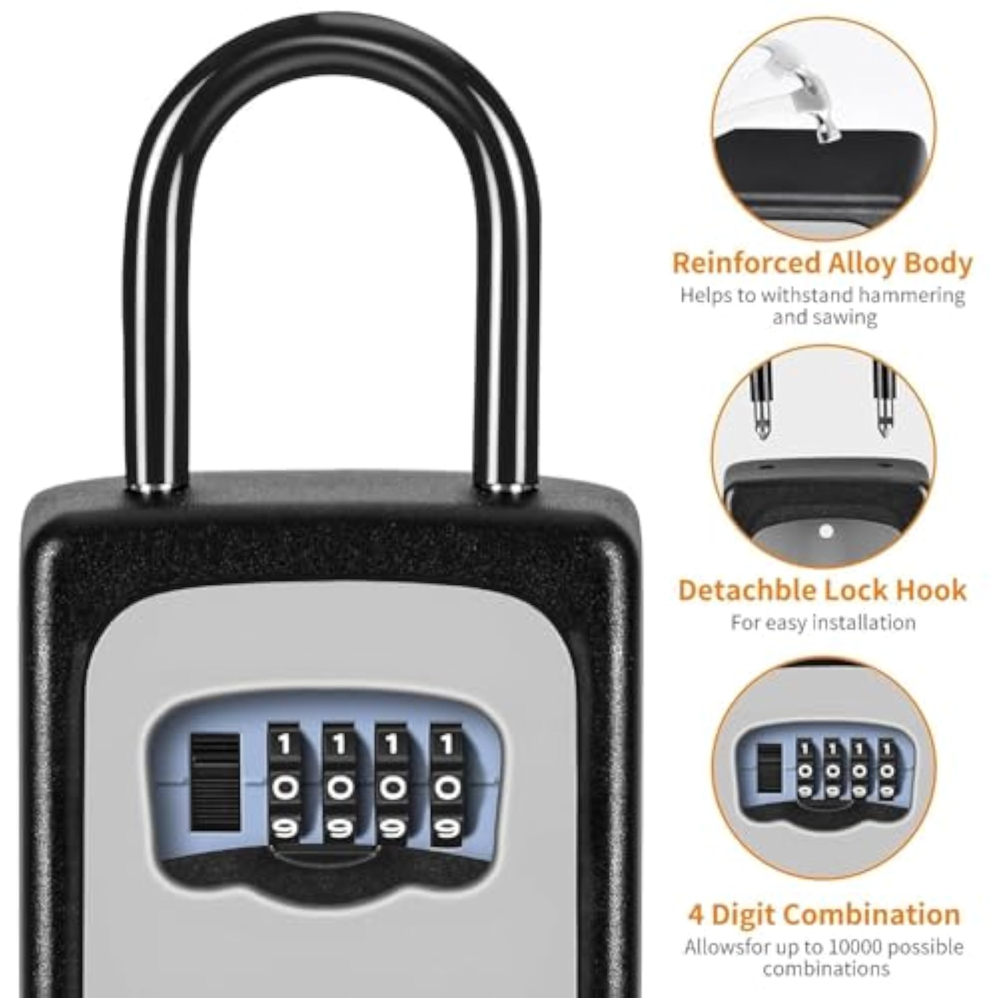 Heavy Duty Key Lock Box with 4 Digit Combination