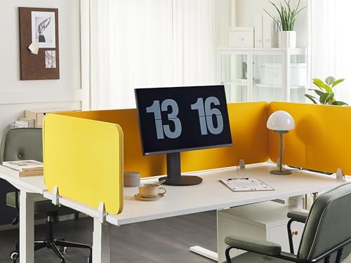 Pannello Divisorio Fonoassorbente Per Scrivania In Pet Giallo 80 X 40 Cm Tavolo Ufficio - 2
