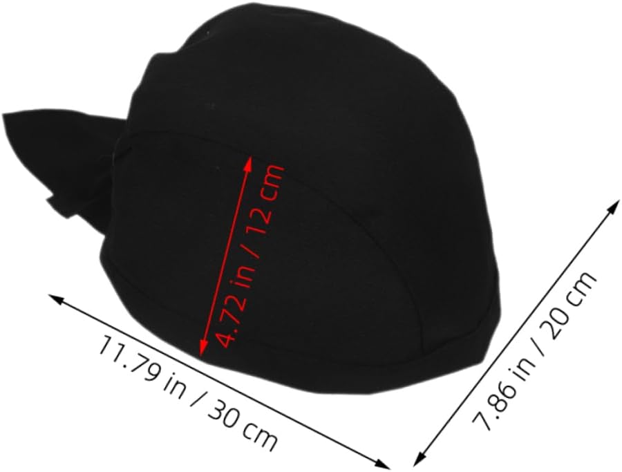 COLLBATH 12pcs Unisex Chef Hat with Ties Elastic Kitchen Cooking Caps for Men and Women Black Culinary Hats for Restaurant and Hotel Use
