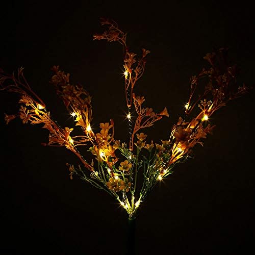 2pcs LED Solar Flower Lights Outdoor Decorative Flower Stake Garden Lights Waterproof Simulation Rape Blossoms Flowers Lights for Garden Patio Yard Pathway Party Holiday Decoration