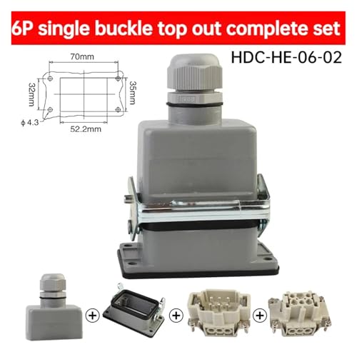 Conector HDC-HE industrial rectangular impermeable de 6 pines para 500V y 16A 2