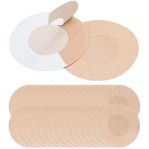 Loske 30 Pieces Nipple Covers, Invisible Adhesive Nipple Covers for Women, Pasties Bras for Women, Disposable Breast Covers Beige Cover
