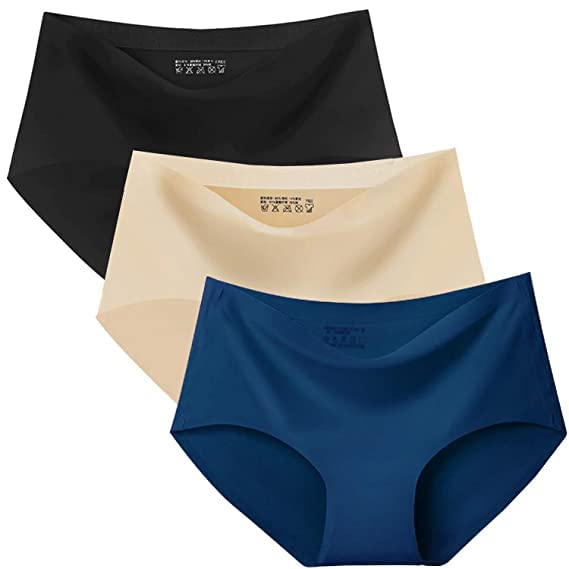 Image of LOURYN KOULYN Women Cotton Silk Seamless Everyday Panty Combo Set Girls and Women Innerwear Briefs Hipster Medium Waist Panties Random Multicolor (Pack of 3)