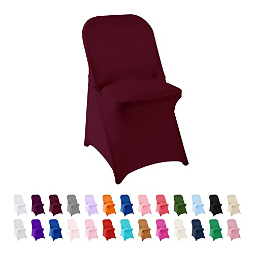 AlGaiety Spandex Chair Cover,25PCS,Living Room Folding Chair Covers,Removable Chair Covers Washable Protector Stretch Chair Cover for Party, Banquet,Wedding Event,Hotel(Burgundy)