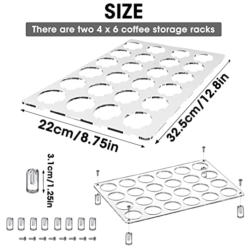 Aiishow 2 Pieces Acrylic K Cup Drawer Organizer Holder, Clear Coffee Pod Drawer Organizer Coffee Pod Organizer For 24 Coffee Pod, For Coffee Pods Tray Drawer Insert For Office, Home Or Kitchen, White #TOP1