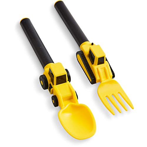 Dinneractive Utensil Set for Kids – Construction Themed Fork and Spoon for Toddlers