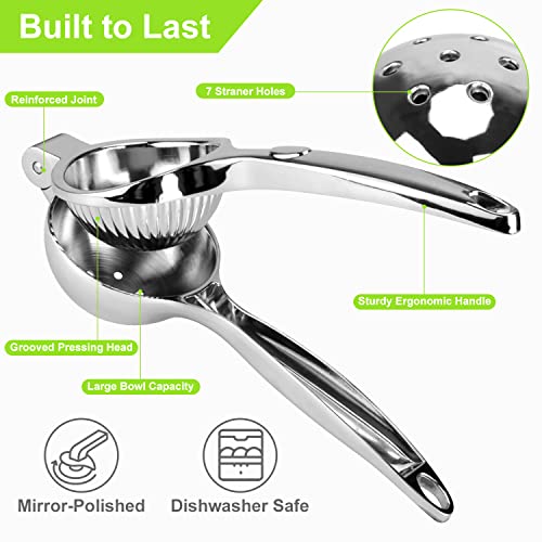 Lemon Squeezer, Nicehelper Handheld Manual Lime Squeezer, Heavy Duty Large Lemon Juicer, Stainless Steel Citrus Press With Long Ergonomic Handle, For Lemon, Citrus, Lime, Orange, Fruit, Pomegranate #TOP4