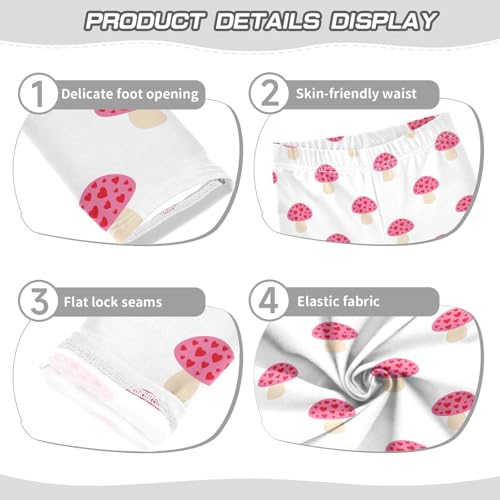 ZZKKO Girls Leggings Mushroom Valentines Day with Hearts Toddler Girls Clothes Leggings for Girls Toddler Girls Leggings 3-4T3