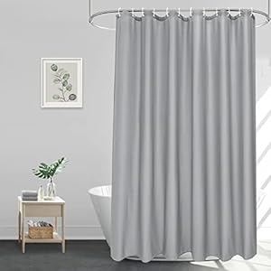 EurCross Duschvorhang 180x180 Grau Textil Antischimmel Badvorhang aus Polyester Stoff, Wasserdicht und Schnell Trocknend,Waschbar Dusch Vorhang mit 12 Ringen
