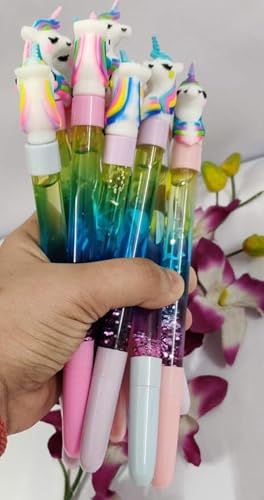 Image of Eclet 12 Pcs Unicorn Fancy Gel Pen Set for Kids | Sparkle Water-Based Gel Ink Pens with Glitter Effect | Cute Unicorn Stationery Set for School, Writing & Gifting sd