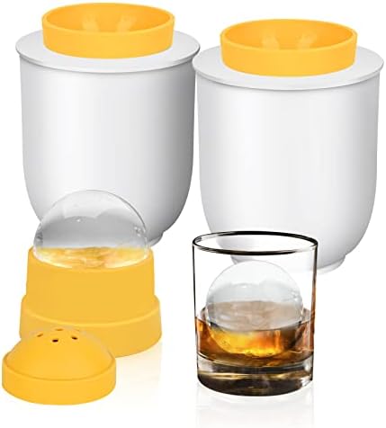 2023 New improved KAYYUKI 2 Pack Crystal Clear Ice Ball Maker Mold, Whiskey Ice Mold Large 2.8 Inch, Silicone Round Ice Cube Tray for Freezer, Sphere Ice Mold Maker for Whiskey, Cocktail and Drink