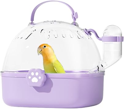 Bird Carrier Cage with Water Bottle, Portable Parrot Travel Carrier Carry Case 7.2" L*6.4 W *6.7 H for Small Pets, Lovebird, Budgie, Parakeet, Gerbils, Mice, Dwarf Hamster, Small Animal Purple