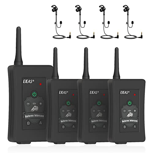 Image of EJEAS FBIM Professional Referee Bluetooth Intercom Headset, 4-Way 1500M Referee Communication System with Noise Reduction /Waterproof /850mAh /Armband for Football and Handball Sports (4PCS)