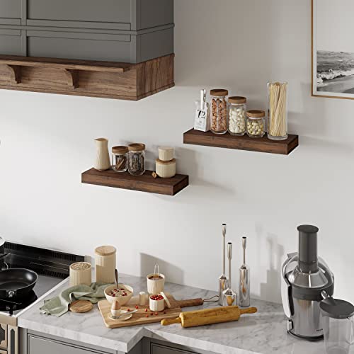 Bamfox Floating Wall Shelf Set Of 2,Natural Bamboo Wall Decor Storage Shelf，Wall Mount Display Rack For Bedroom, Living Room, Bathroom, Kitchen, Office And More #TOP4