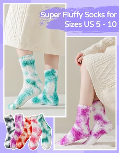 Tie Dye Soft Fluffy Fuzzy Socks-Warm Cozy Christmas Gifts-Soft -Stocking Stuffer for Women-Size 5-104