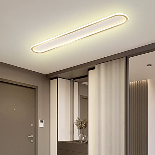 Plafonnier LED cuisine et couloir | Luminaire long ruban doré chic 40cm