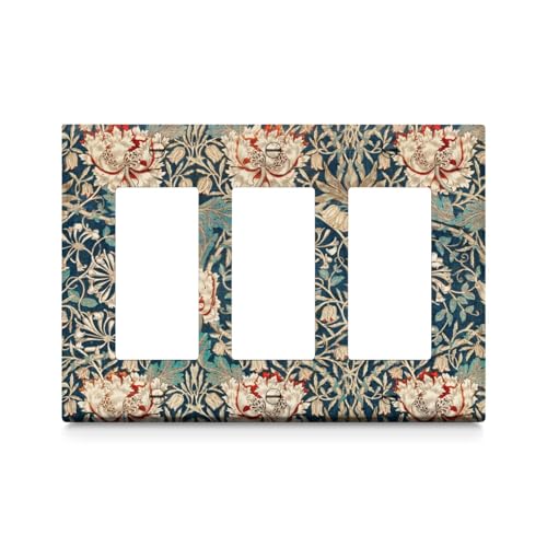 William Honeysuckle Light Switch Cover Plate Tripe Gang Tripe Rocker Switch Cover Outlet Covers Wall Plate Light Switch for Bedroom Kitchen 6.5 × 4.7 Inch