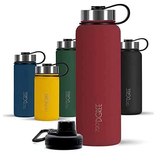 720°DGREE Vaccum Isolerad vattenflaska "noLimit" – 410 ml – läckagesäker, BPA-fri, termoflaska i rostfritt stål – för kolsyrade drycker, barn, sport, gym, skola, resor, utomhus + sportkeps