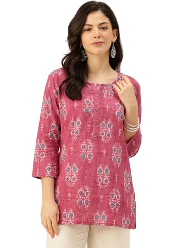 Image of feranoid Printed Top with Round Neck & 3 /4 Sleeves (S-XXL)