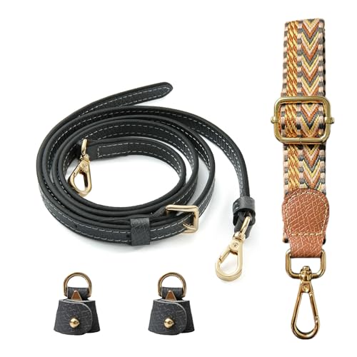 Correa cruzada compatible con bolsa Longchamp LP Xtra XS, kit de conversión, herrajes dorados, Negro con dorado HD