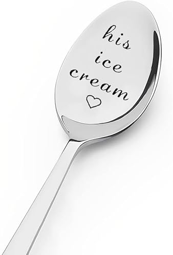 Miniatura 6 de Juego de 2 cucharas de helado para él y para ella para novio novia cumpleaños San Valentín para esposo esposa cuchara grabada para parejas