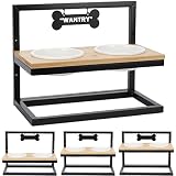 Elevated Dog Bowls Adjustable to 3 Heights with Marker, Antirust Stainless Steel Frame Raise Pet Fee