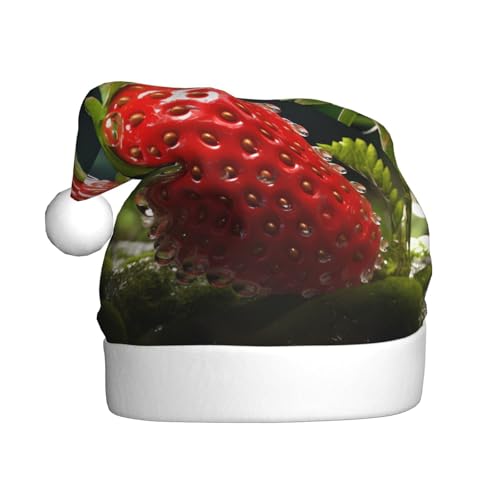 Cappello di Natale in peluche per adulti YYHWHJDE Strawberry Printing morbido e confortevole per feste balli Halloween