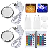 LYPPUL 2 Stück 3D-Drucker LED-Lampen-Kit, 3D Printer LED Strip Light Lighting, 3D Drucker Zubehör Kreative LED-Lampe Kits, Nachtlicht Modelle Ersatz für 3D-Drucker mit USB-Adapter, 16 Farben Licht