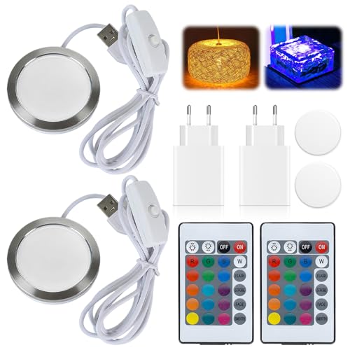 LYPPUL 2 Stück 3D-Drucker LED-Lampen-Kit, 3D Printer LED Strip Light Lighting, 3D Drucker Zubehör Kreative LED-Lampe Kits, Nachtlicht Modelle Ersatz für 3D-Drucker mit USB-Adapter, 16 Farben Licht