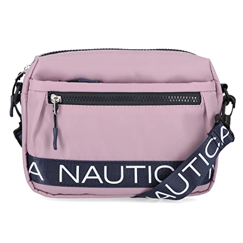 Nautica Bolso cruzado de nailon con correa ajustable para el hombro, rosa lila, Rosa Lila