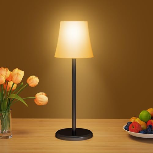 Suright Lámpara de Mesa Inalámbrica con 3 Temperaturas de Color+RGB, Lámpara de Noche Recargable...