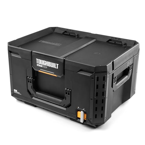 Image of ToughBuilt StackTech Large Tool Box with Auto-Locking Interface, Self-Aligning Top, One-Hand Latch, Accessory Rails, Lock Points & IP65 Protection
