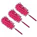 sourcing map Chenille Nettoyage Plumeau 11 à 31 Pouce Lavable Brosse Extensible pour Fenêtre Meuble Plafond Ventilateur Rosace Rouge Paquet 3