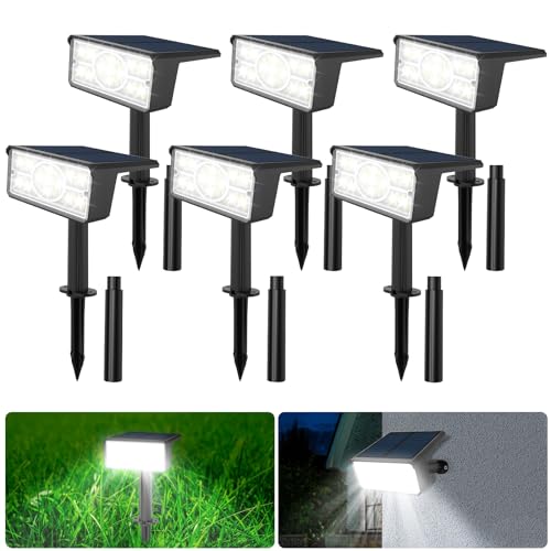 CORESLUX Solar Spot Lights Outdoor Garden, 6000K Garden Uplighters, IP65 Waterproof Solar Spotlights, Garden Landscape Lights for Garden Yard Lawn Path (White)