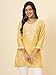 The Red Lion Enterprise Indian Hand Embroidered Chikankari Women's Straight Reyon Short Kurta Kurti Tunic for women (US, Alpha, Large, Regular, Regular, Mustard)