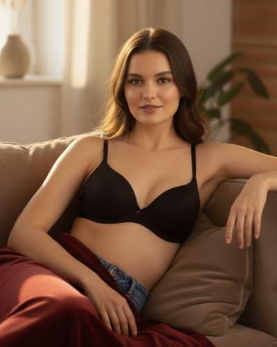 Image of Saforia Cuddlecot Cotton Padded T-Shirt Bra for Women | Wire-Free Full Coverage Bra | Breathable Soft Cotton Everyday Bra | Seamless Comfort Innerwear