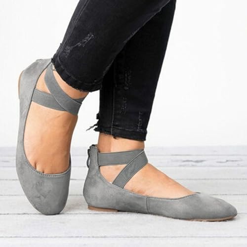 Women's Dressy Ballet Flats Summer Casual Elastic Ankle Straps Closed Toe Flat Ballerina Comfortable Office Work Shoes Walking Flats2