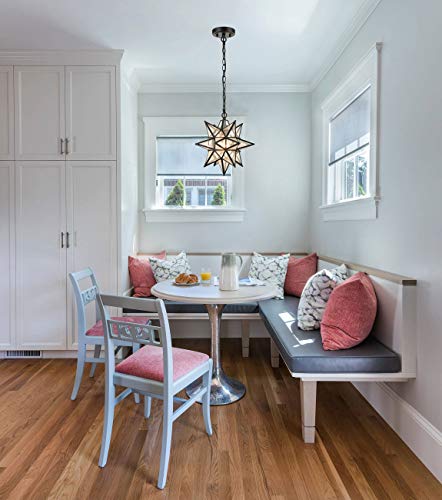 Diryzon Eul 13 Inch Industrial Moravian Star Pendant Light With Seeded Glass Shade Hanging Chain #TOP2