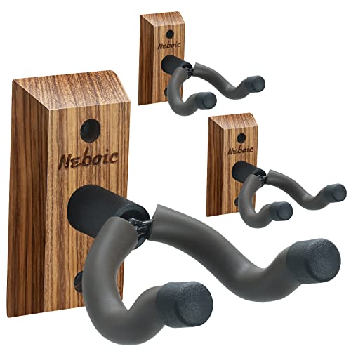 Neboic Lot de 3 Support mural pour guitare, Support de guitare rembourré doux, base en bois dur, Accroche Support… - Les Beatles, Paul McCartney, John Lennon, RIngo Starr, George Harrison Neboic Lot de 3 Support mural pour guitare, Support de guitare rembourré doux, base en bois dur, Accroche Support…